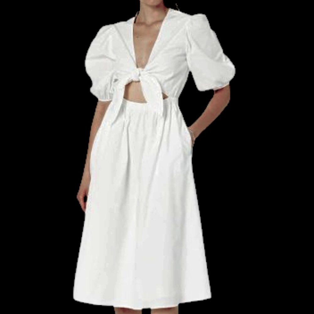 NEW (M) The Drop Women's Prisha Poplin Midi Dress with Slit